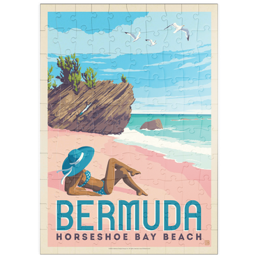 puzzleplate Bermuda: Horseshoe Bay Beach, Vintage Poster 100 Puzzle