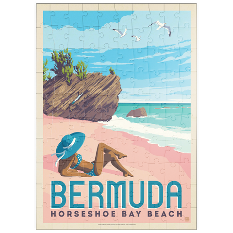 puzzleplate Bermuda: Horseshoe Bay Beach, Vintage Poster 100 Puzzle