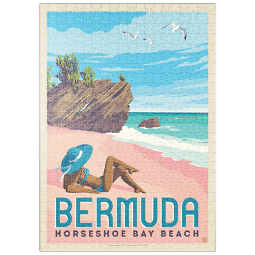 puzzleplate Bermuda: Horseshoe Bay Beach, Vintage Poster 500 Puzzle