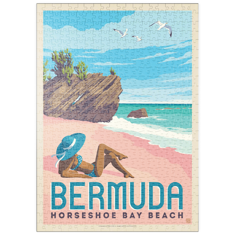 puzzleplate Bermuda: Horseshoe Bay Beach, Vintage Poster 500 Puzzle