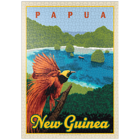 Darstellung des Puzzle Motivs Papua New Guinea: Ein Paradies biologischer Vielfalt, Vintage Poster - Puzzleteile: 1000