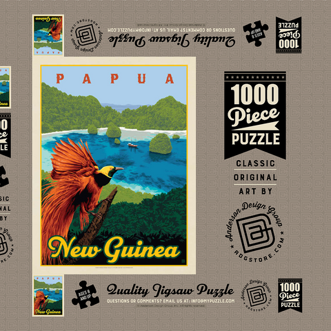 Papua New Guinea: Ein Paradies biologischer Vielfalt, Vintage Poster 1000 Puzzle Schachtel 3D Modell