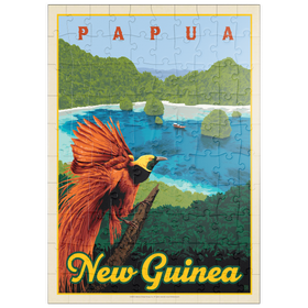 Darstellung des Puzzle Motivs Papua New Guinea: Ein Paradies biologischer Vielfalt, Vintage Poster - Puzzleteile: 100