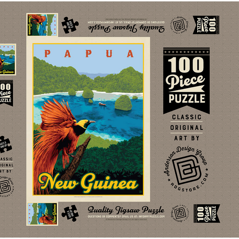 Papua New Guinea: Ein Paradies biologischer Vielfalt, Vintage Poster 100 Puzzle Schachtel 3D Modell