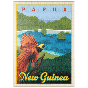 Darstellung des Puzzle Motivs Papua New Guinea: Ein Paradies biologischer Vielfalt, Vintage Poster - Puzzleteile: 500