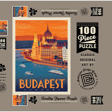 Hungary: Budapest, Vintage Poster 100 Puzzle Schachtel 3D Modell