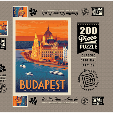 Hungary: Budapest, Vintage Poster 200 Puzzle Schachtel 3D Modell