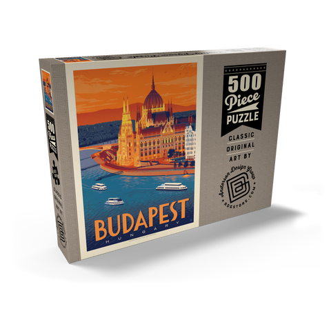 Hungary: Budapest, Vintage Poster 500 Puzzle Schachtel Ansicht2