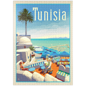 Darstellung des Puzzle-Motivs Tunesien: Eine Reise durch Geschichte und Schönheit, Vintage Poster – Puzzleteile: 1000