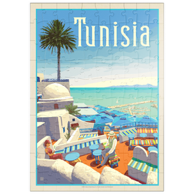Darstellung des Puzzle Motivs Tunesien: Eine Reise durch Geschichte und Schönheit, Vintage Poster - Puzzleteile: 100