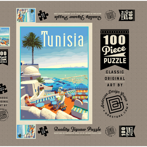 Tunesien: Eine Reise durch Geschichte und Schönheit, Vintage Poster 100 Puzzle Schachtel 3D Modell