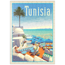 Darstellung des Puzzle Motivs Tunesien: Eine Reise durch Geschichte und Schönheit, Vintage Poster - Puzzleteile: 200