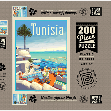 Tunesien: Eine Reise durch Geschichte und Schönheit, Vintage Poster 200 Puzzle Schachtel 3D Modell