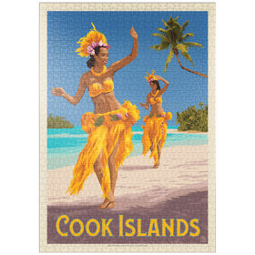 Darstellung des Puzzle Motivs Cook-Inseln: Ein Paradies im Südpazifik, Vintage Poster - Puzzleteile: 1000