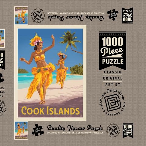 Cook-Inseln: Ein Paradies im Südpazifik, Vintage Poster 1000 Puzzle Schachtel 3D Modell