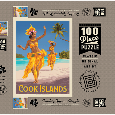Cook-Inseln: Ein Paradies im Südpazifik, Vintage Poster 100 Puzzle Schachtel 3D Modell