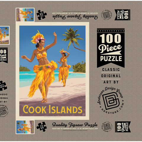 Cook-Inseln: Ein Paradies im Südpazifik, Vintage Poster 100 Puzzle Schachtel 3D Modell