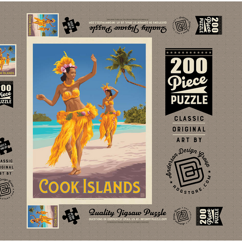Cook-Inseln: Ein Paradies im Südpazifik, Vintage Poster 200 Puzzle Schachtel 3D Modell