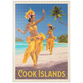 Darstellung des Puzzle Motivs Cook-Inseln: Ein Paradies im Südpazifik, Vintage Poster - Puzzleteile: 500