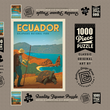 Ecuador: Galapagos National Park, Vintage Poster 1000 Puzzle Schachtel 3D Modell