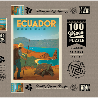 Ecuador: Galapagos National Park, Vintage Poster 100 Puzzle Schachtel 3D Modell