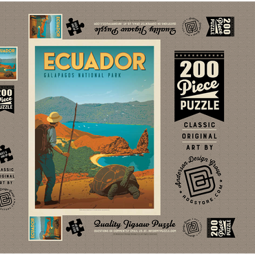 Ecuador: Galapagos National Park, Vintage Poster 200 Puzzle Schachtel 3D Modell