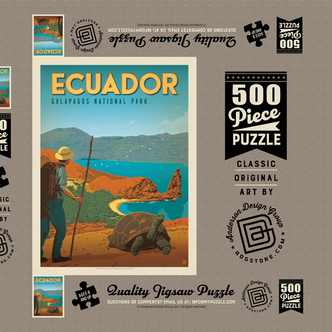 Ecuador: Galapagos National Park, Vintage Poster 500 Puzzle Schachtel 3D Modell