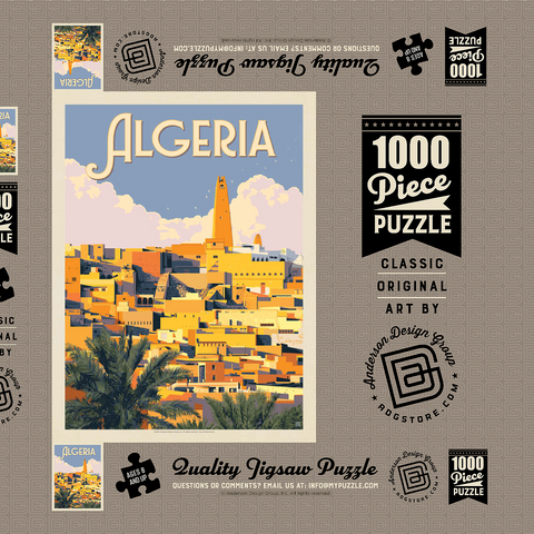Algeria: Unforgettable North African Charm, Vintage Poster 1000 Puzzle Schachtel 3D Modell