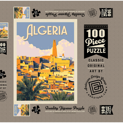 Algeria: Unforgettable North African Charm, Vintage Poster 100 Puzzle Schachtel 3D Modell