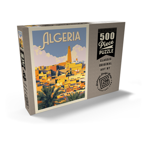Algeria: Unforgettable North African Charm, Vintage Poster 500 Puzzle Schachtel Ansicht2