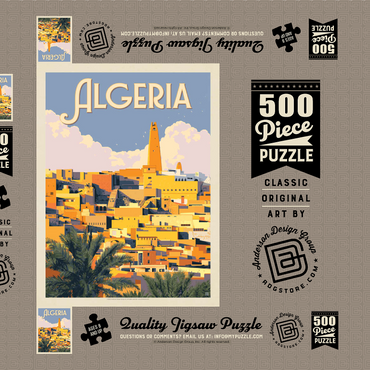 Algeria: Unforgettable North African Charm, Vintage Poster 500 Puzzle Schachtel 3D Modell