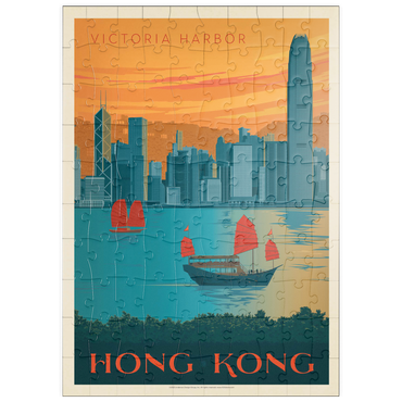 puzzleplate China: Hong Kong, Victoria Harbor, Vintage Poster 100 Puzzle