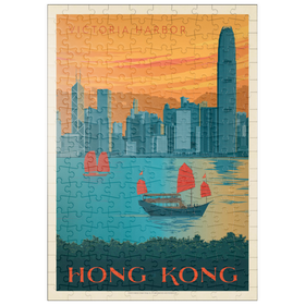 Darstellung des Puzzle Motivs China: Hong Kong, Victoria Harbor, Vintage Poster - Puzzleteile: 200