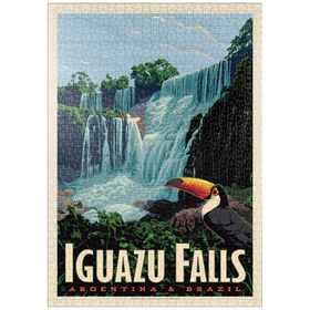 Darstellung des Puzzle-Motivs Iguazú Falls: Argentina & Brazil, Vintage Poster – Puzzleteile: 1000