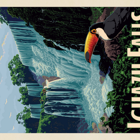 Iguazú Falls: Argentina & Brazil, Vintage Poster 1000 Puzzle 3D Modell