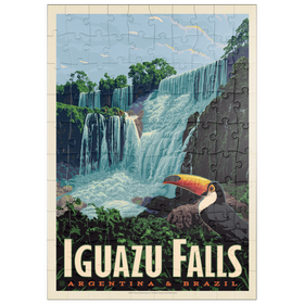 Darstellung des Puzzle-Motivs Iguazú Falls: Argentina & Brazil, Vintage Poster – Puzzleteile: 100