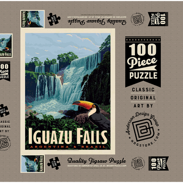 Iguazú Falls: Argentina & Brazil, Vintage Poster 100 Puzzle Schachtel 3D Modell