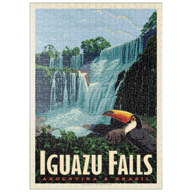 Darstellung des Puzzle Motivs Iguazú Falls: Argentina & Brazil, Vintage Poster - Puzzleteile: 500