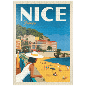 Darstellung des Puzzle Motivs Frankreich: Nizza, Vintage Poster - Puzzleteile: 1000