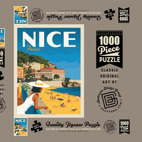 France: Nice, Vintage Poster 1000 Puzzle Schachtel 3D Modell