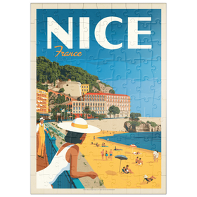 Darstellung des Puzzle Motivs Frankreich: Nizza, Vintage Poster - Puzzleteile: 100