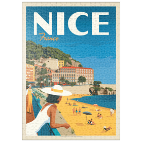 Darstellung des Puzzle Motivs Frankreich: Nizza, Vintage Poster - Puzzleteile: 500