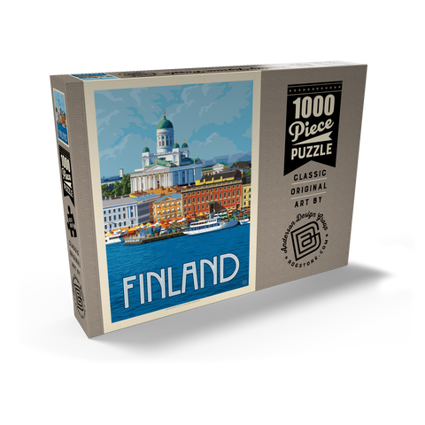 Finland: Helsinki, Vintage Poster 1000 Puzzle Schachtel Ansicht2