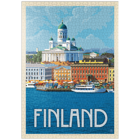 Darstellung des Puzzle Motivs Finland: Helsinki, Vintage Poster - Puzzleteile: 1000