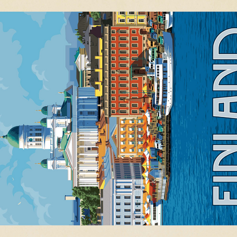 Finland: Helsinki, Vintage Poster 1000 Puzzle 3D Modell