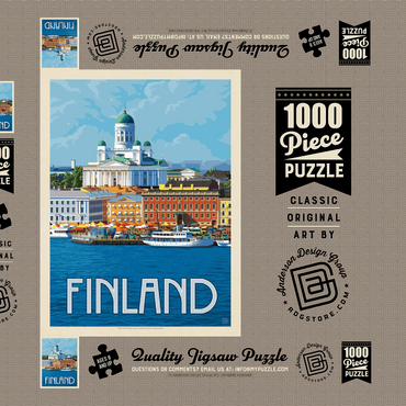 Finland: Helsinki, Vintage Poster 1000 Puzzle Schachtel 3D Modell