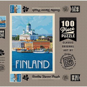 Finland: Helsinki, Vintage Poster 100 Puzzle Schachtel 3D Modell