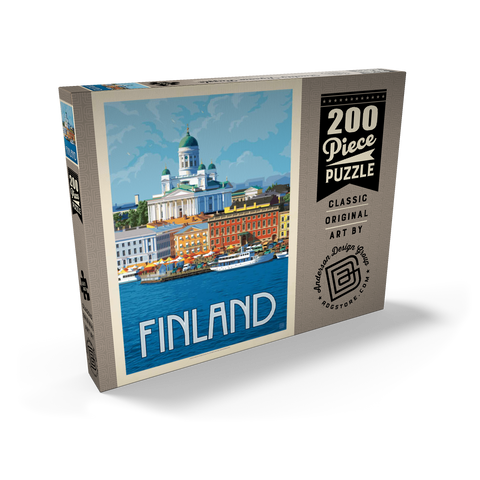 Finland: Helsinki, Vintage Poster 200 Puzzle Schachtel Ansicht2