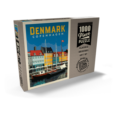 Denmark: Copenhagen, Vintage Poster 1000 Puzzle Schachtel Ansicht2