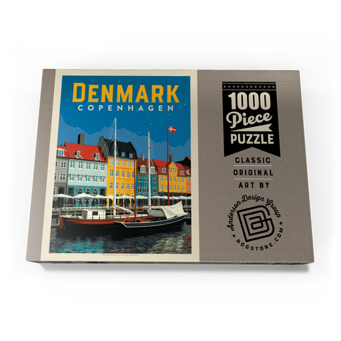 Denmark: Copenhagen, Vintage Poster 1000 Puzzle Schachtel Ansicht3